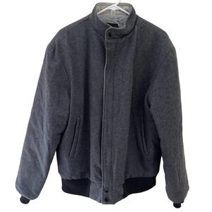 Vintage 80's Westwind Wool Sherpa Lined Gray Bomber Jacket USA Made Sz Large